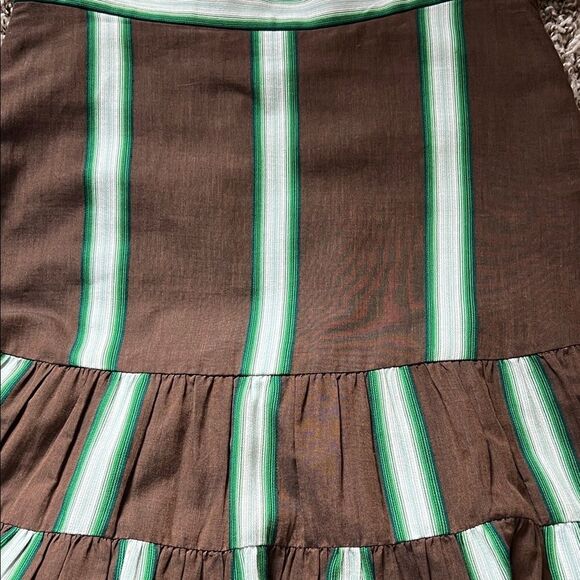 Annelore Striped Brown and Green Tiered  Peasant Low Waist Skirt in Size 2 - Picture 13 of 13